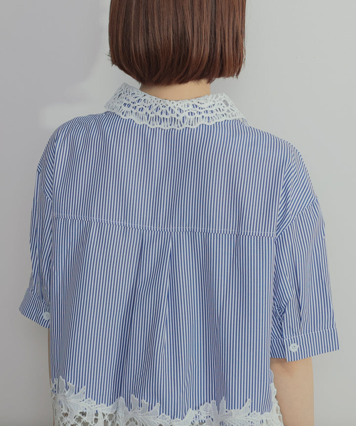 レースドッキングストライプシャツ