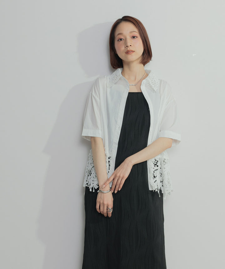 レースドッキングストライプシャツ