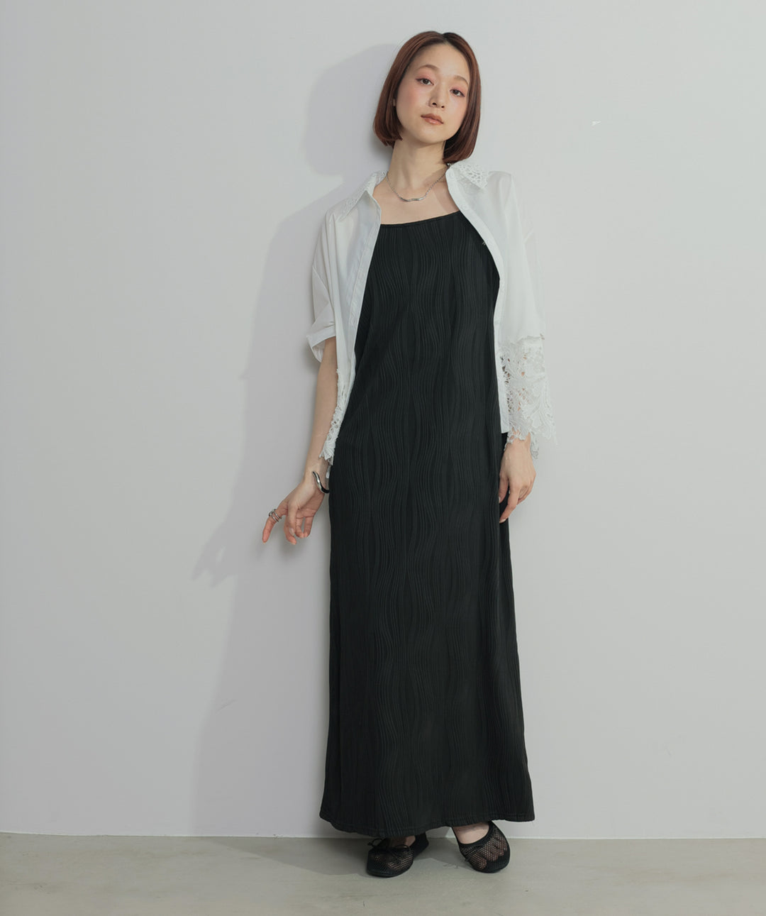 レースドッキングストライプシャツ