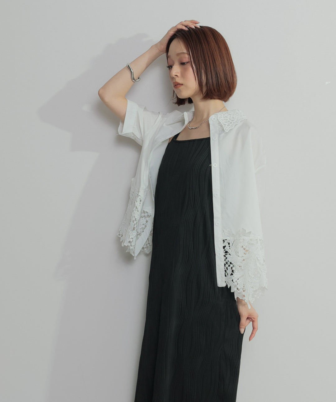 レースドッキングストライプシャツ