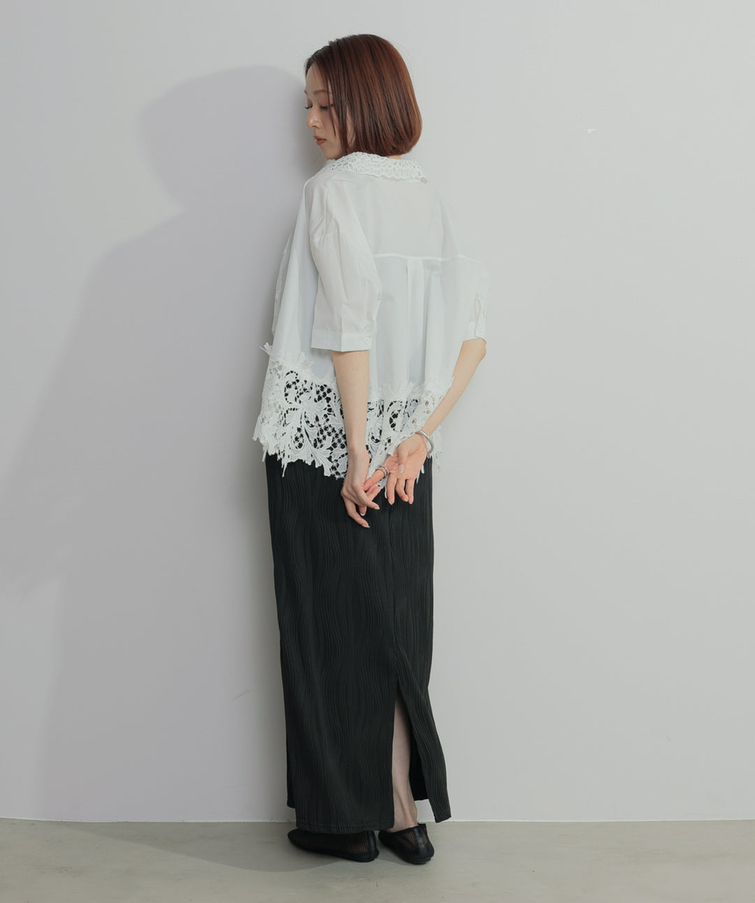 レースドッキングストライプシャツ