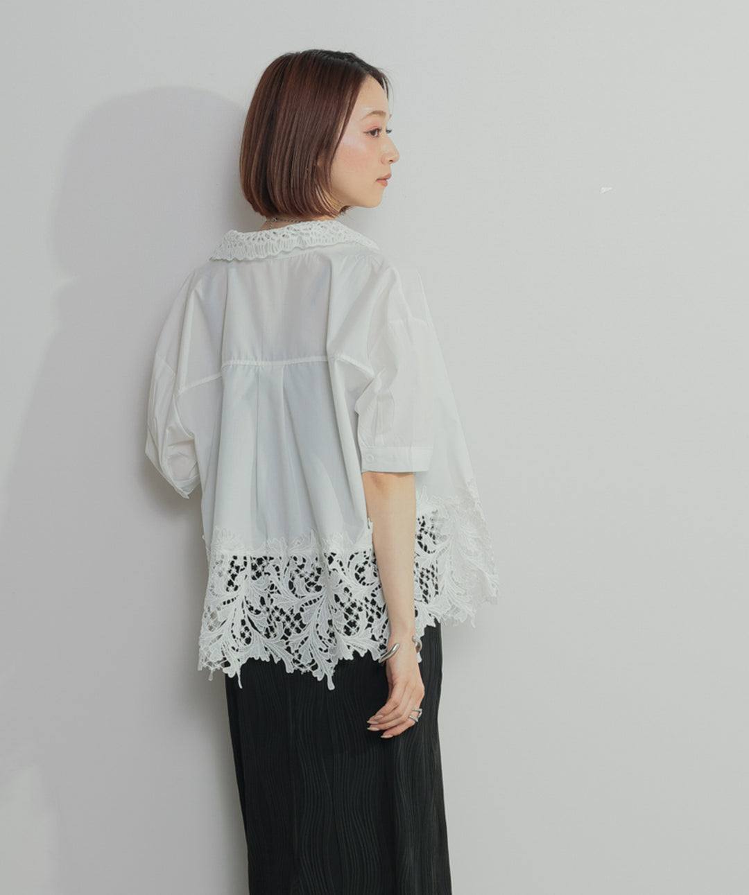 レースドッキングストライプシャツ