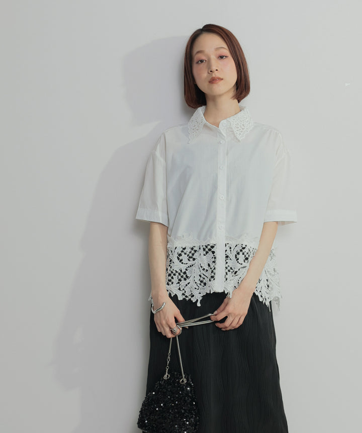 レースドッキングストライプシャツ