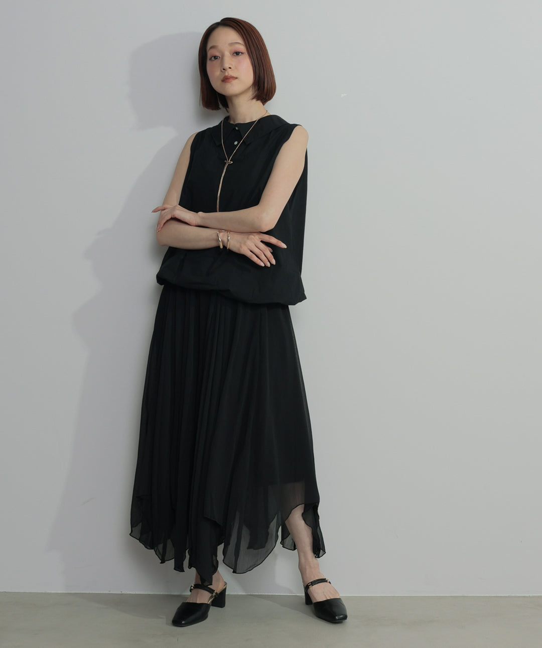 バルーンヘムシャツブラウス
