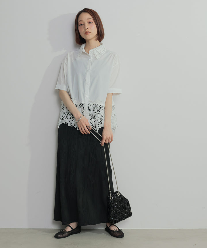 レースドッキングストライプシャツ