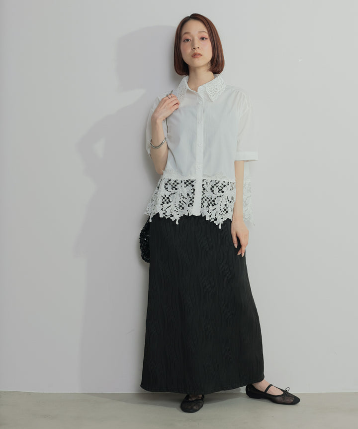 レースドッキングストライプシャツ