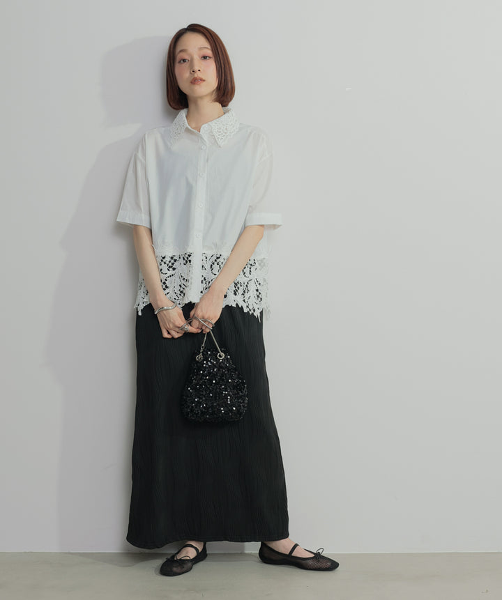 レースドッキングストライプシャツ