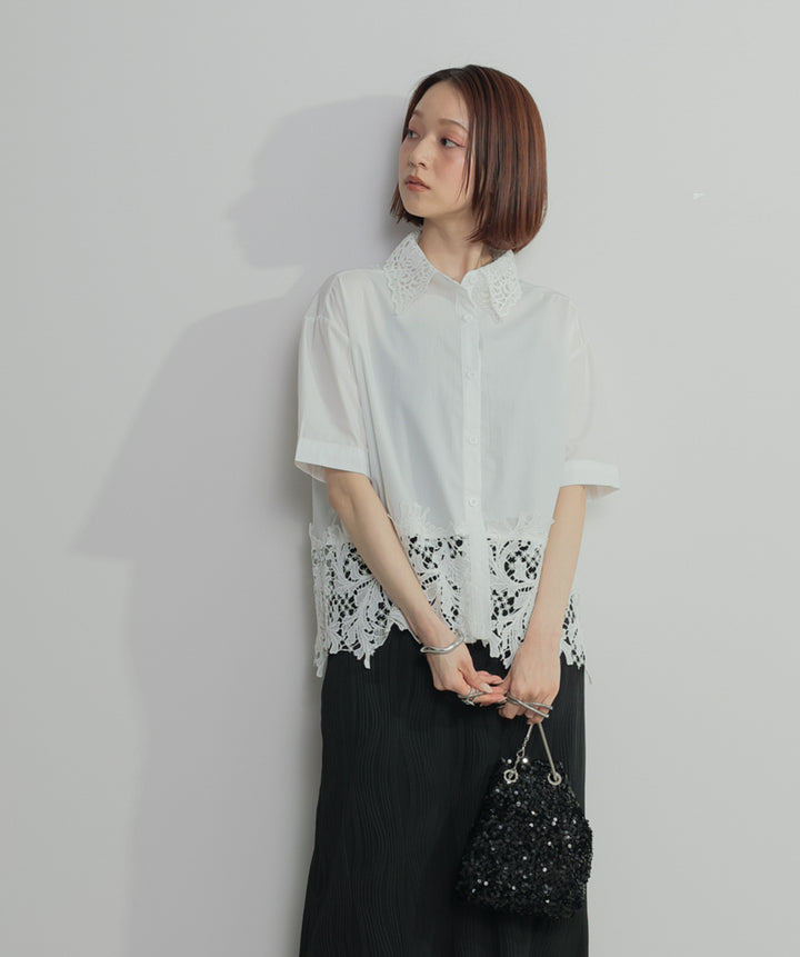 レースドッキングストライプシャツ