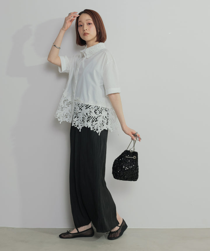 レースドッキングストライプシャツ