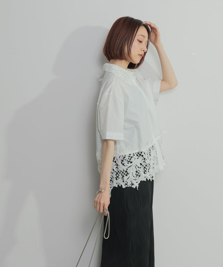 レースドッキングストライプシャツ