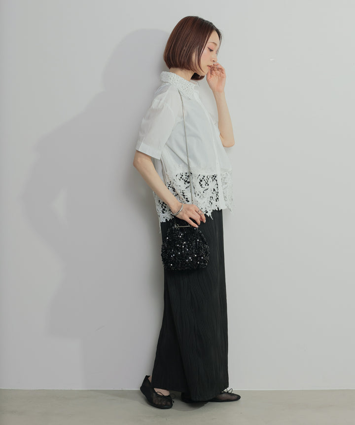 レースドッキングストライプシャツ