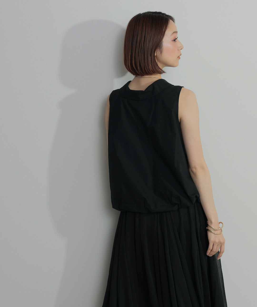 【SET】バルーンヘムシャツブラウス+シアーフレアスカート(2set)