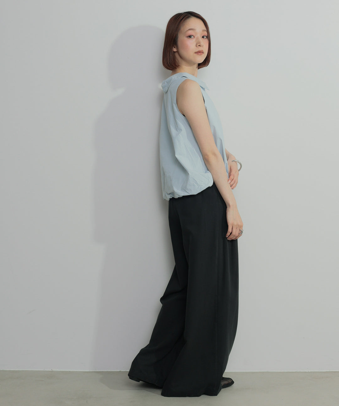 【SET】バルーンヘムシャツブラウス+タックワイドパンツ(2set)