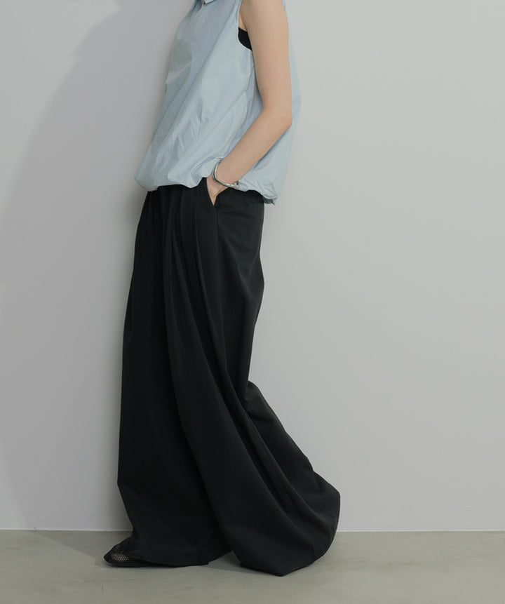 【SET】バルーンヘムシャツブラウス+タックワイドパンツ(2set)