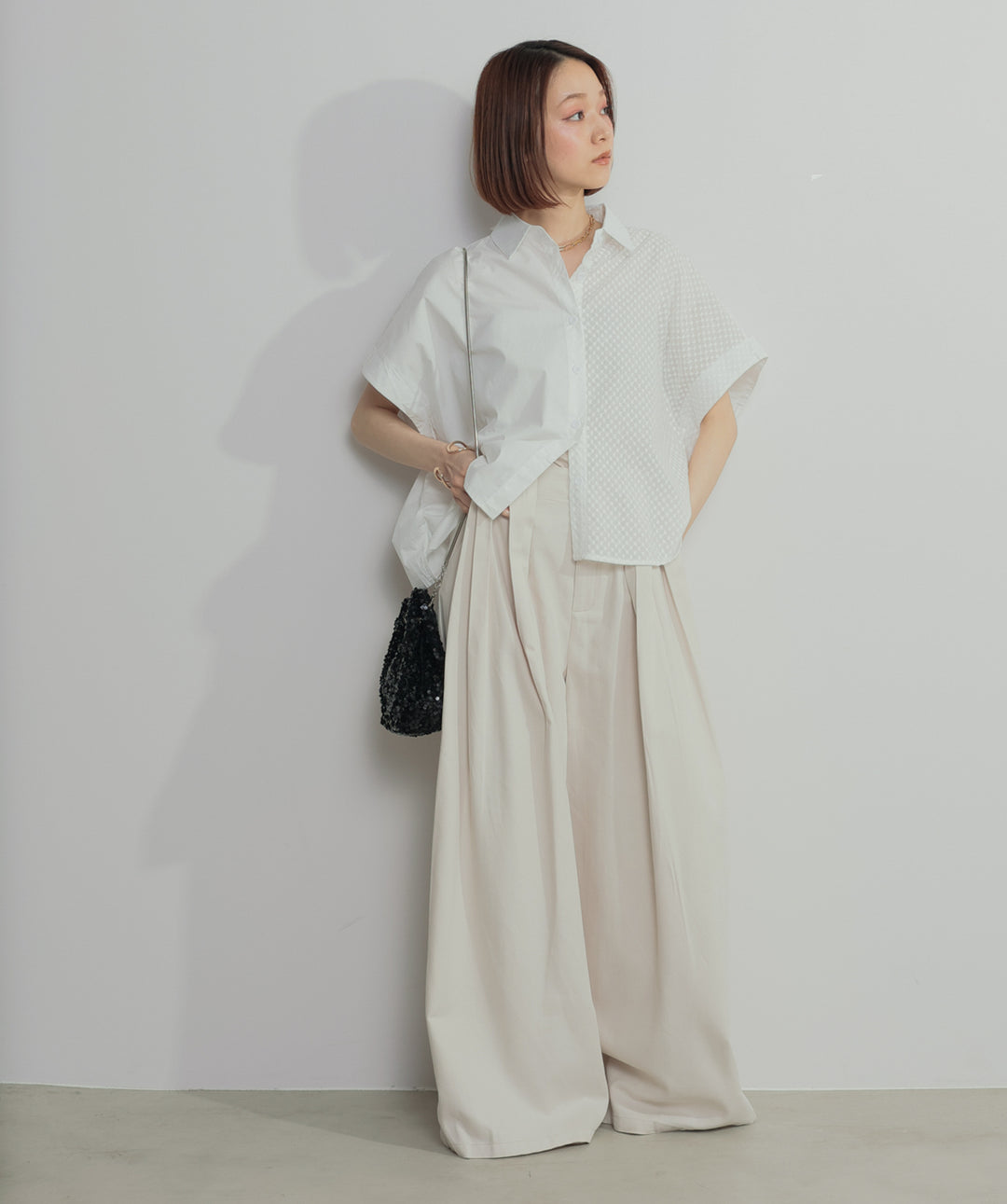 アシンメトリーデザインシャツブラウス