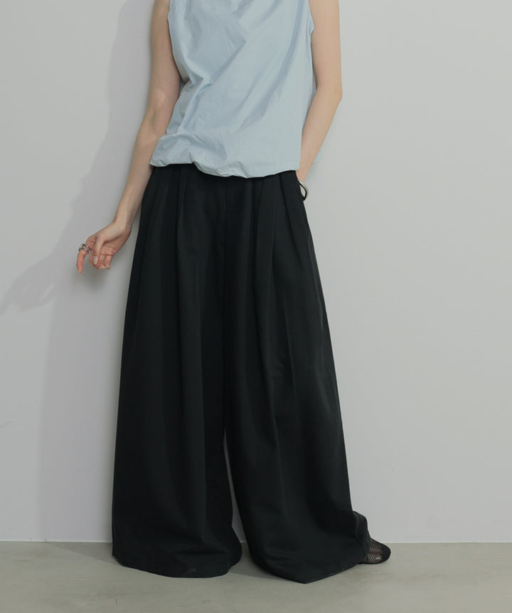 【SET】バルーンヘムシャツブラウス+タックワイドパンツ(2set)