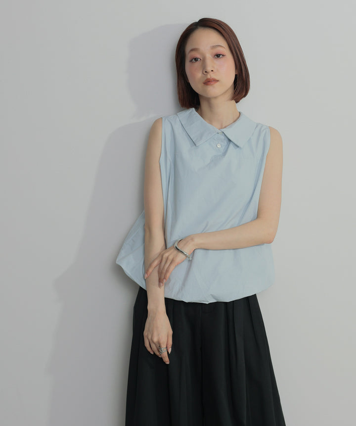 【SET】バルーンヘムシャツブラウス+タックワイドパンツ(2set)