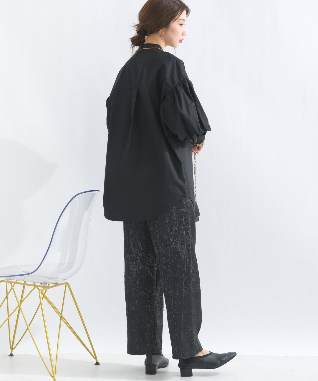 ウエストゴムジャガードパンツ