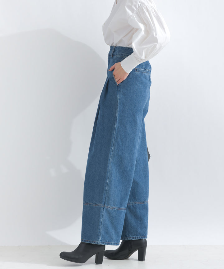デニムタックワイドパンツ