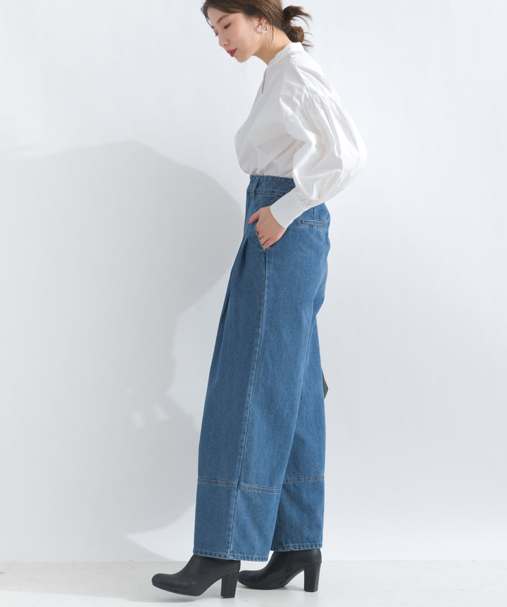 デニムタックワイドパンツ