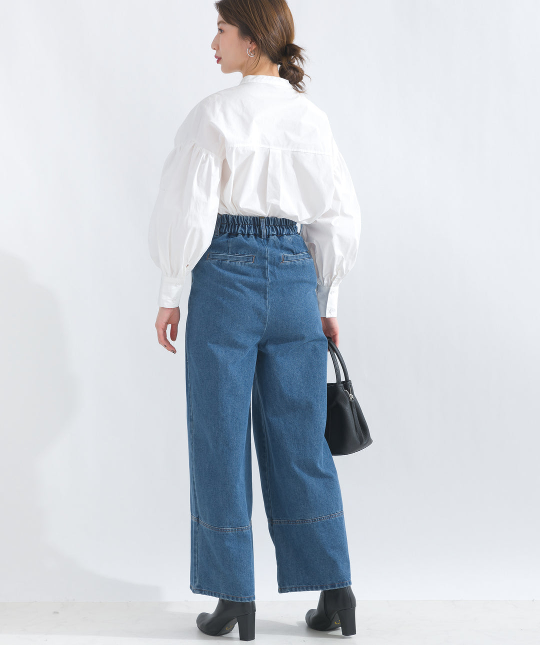 デニムタックワイドパンツ