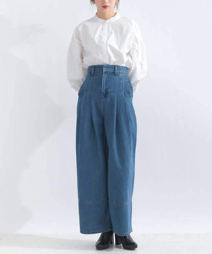 デニムタックワイドパンツ