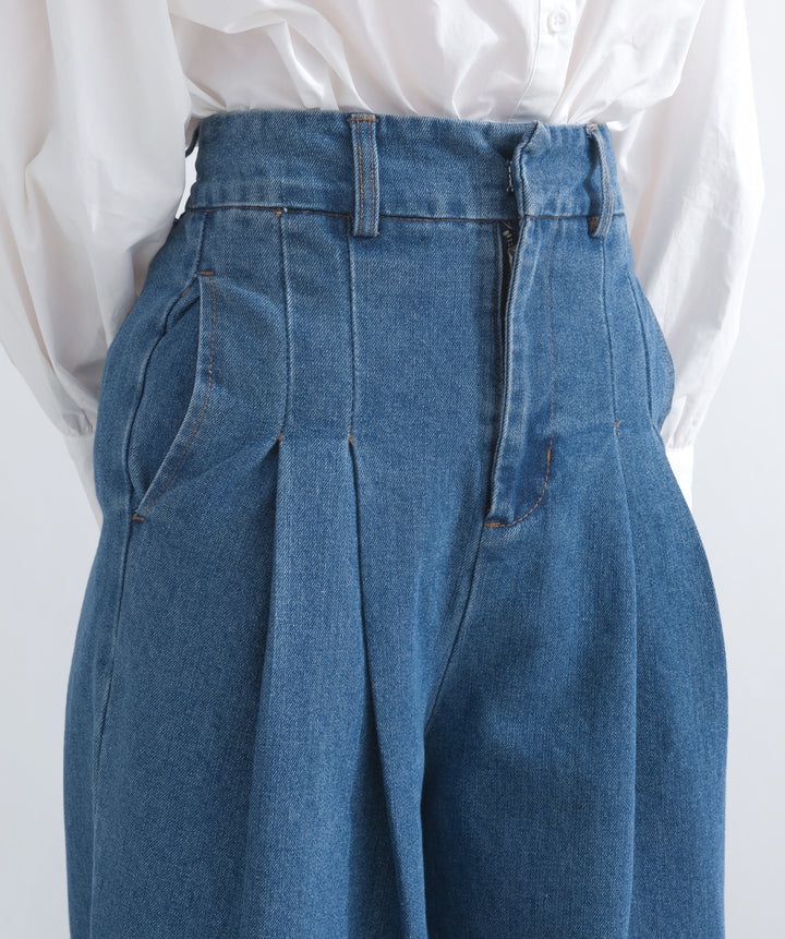 デニムタックワイドパンツ