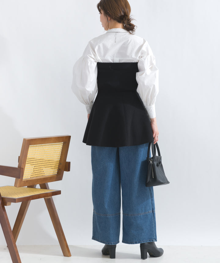 デニムタックワイドパンツ