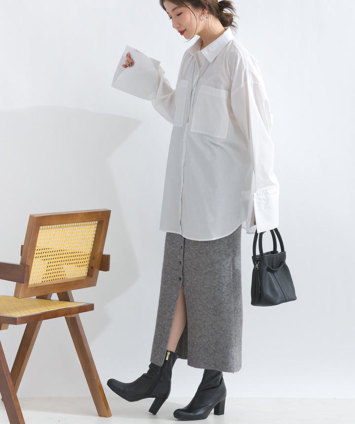フロントボタンニットタイトスカート