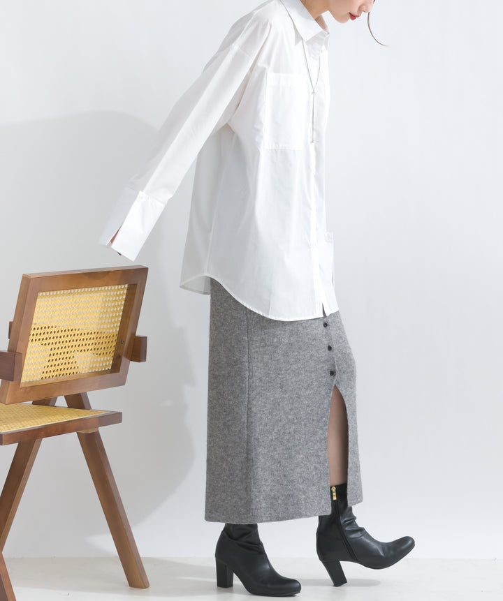 フロントボタンニットタイトスカート