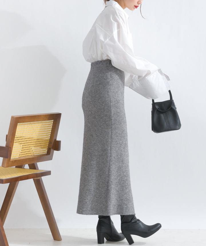 フロントボタンニットタイトスカート