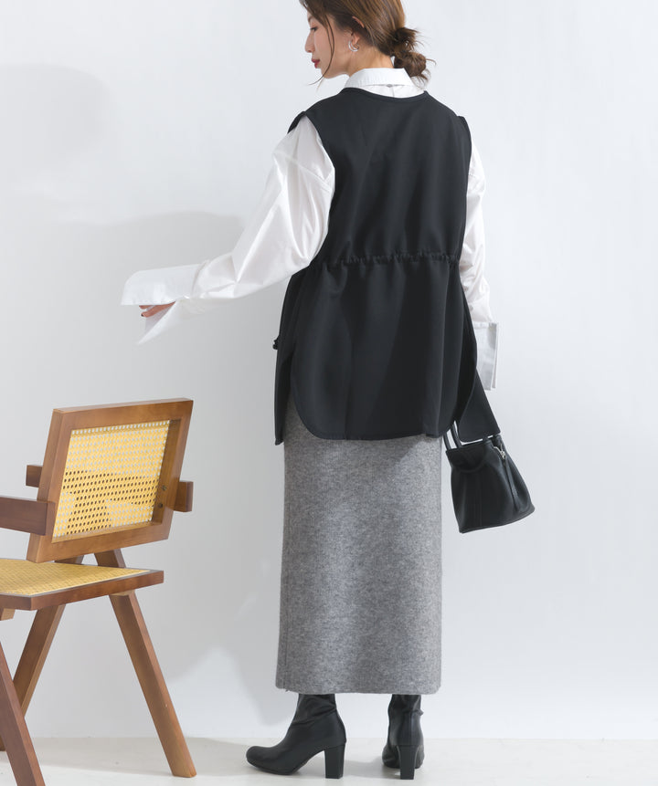 フロントボタンニットタイトスカート