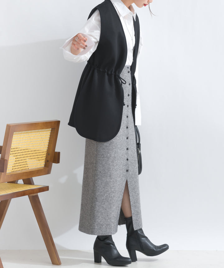 フロントボタンニットタイトスカート