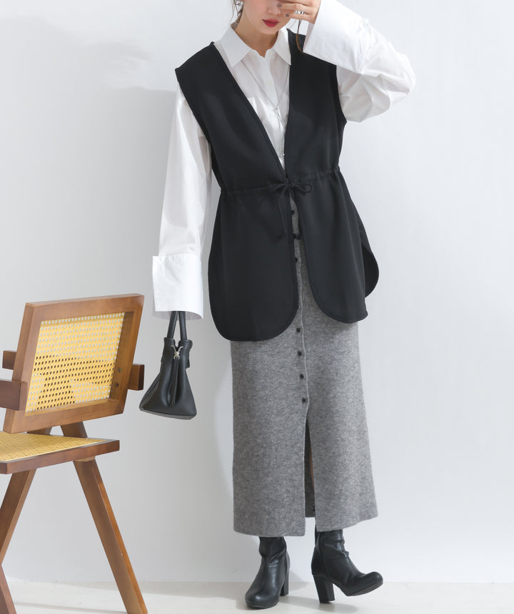 フロントボタンニットタイトスカート