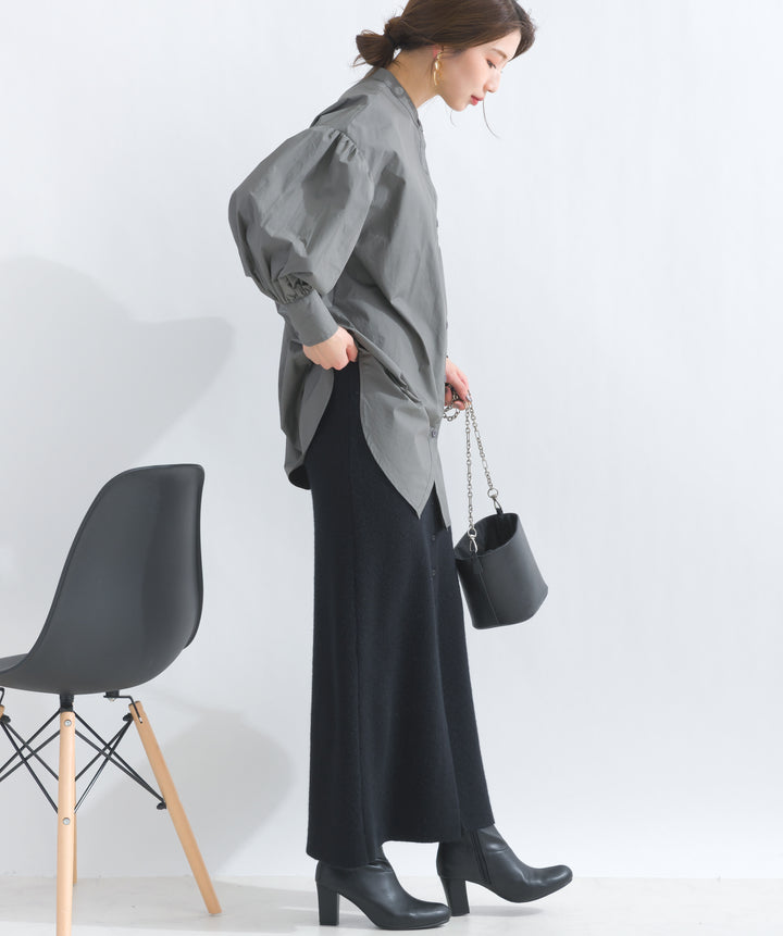 フロントボタンニットタイトスカート