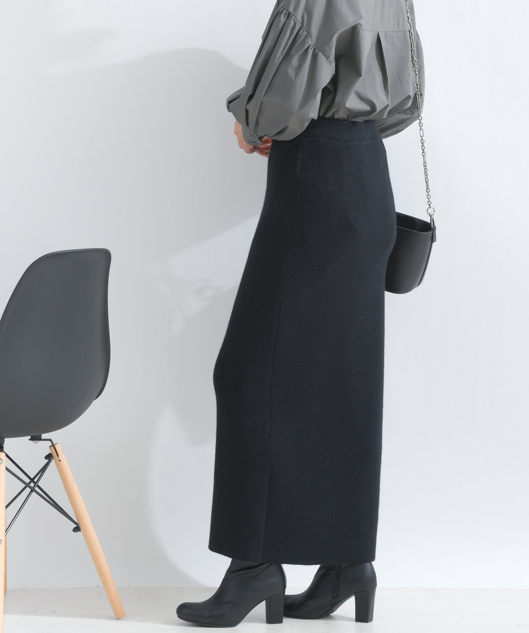 フロントボタンニットタイトスカート