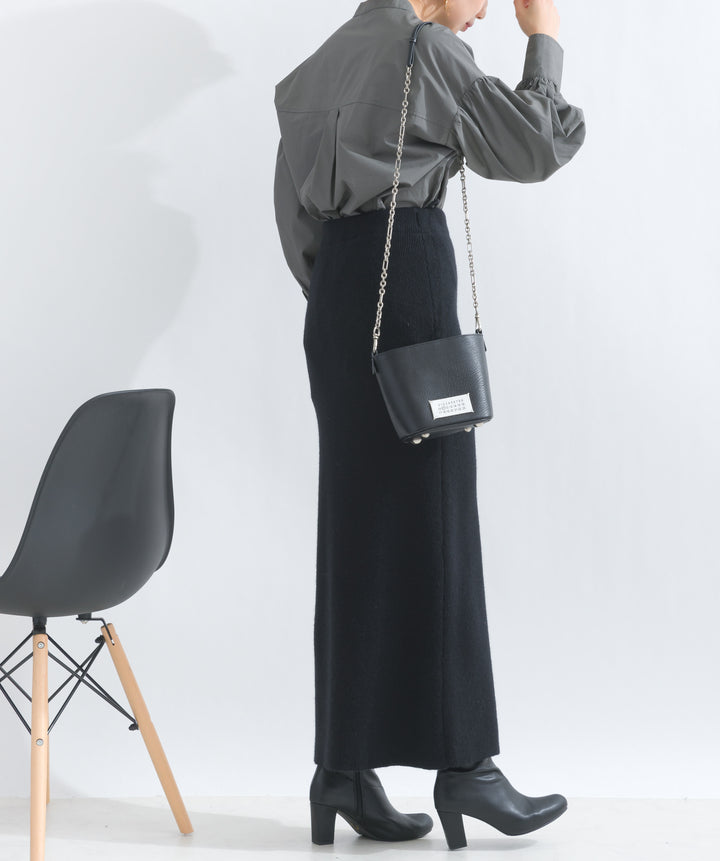 フロントボタンニットタイトスカート