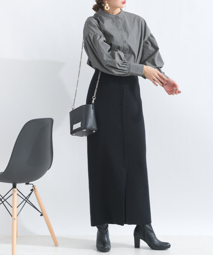 フロントボタンニットタイトスカート