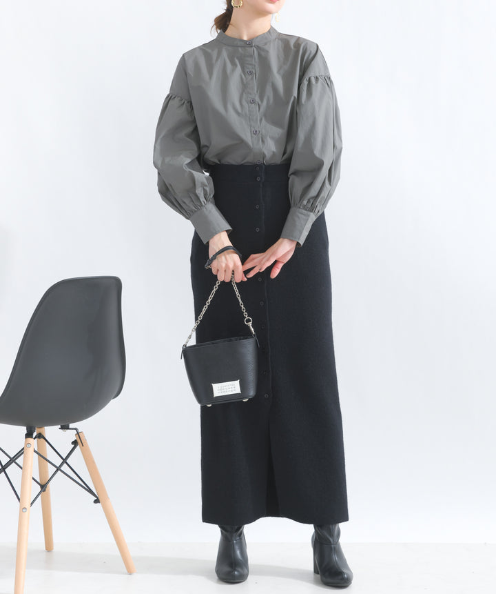 フロントボタンニットタイトスカート