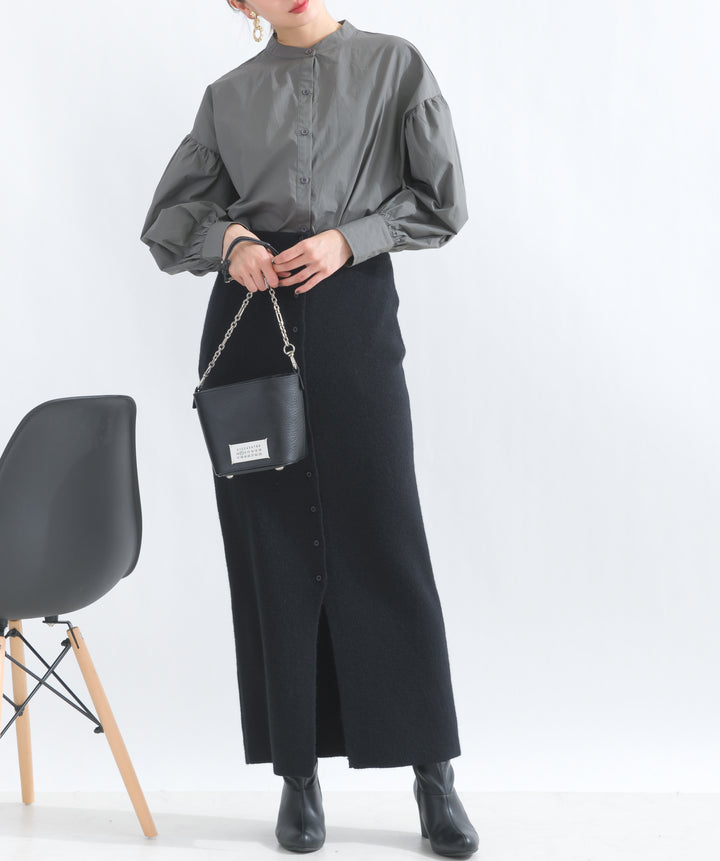 フロントボタンニットタイトスカート