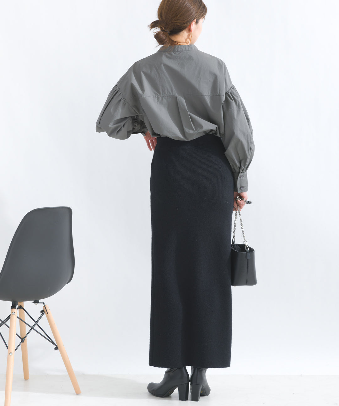 フロントボタンニットタイトスカート
