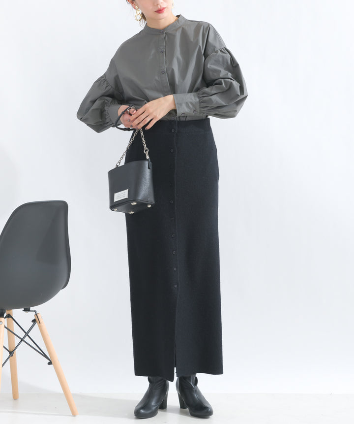 フロントボタンニットタイトスカート