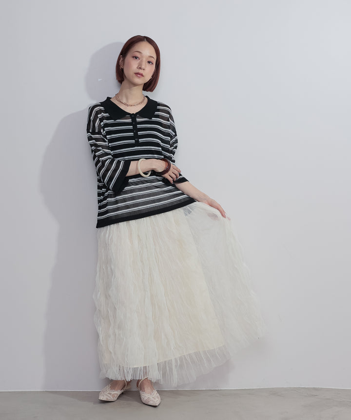 【再入荷】ワッシャーレーススカート