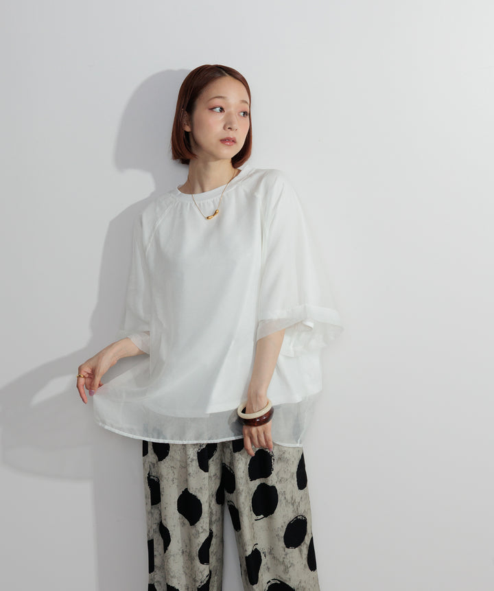 オーガンジーレイヤードTシャツ