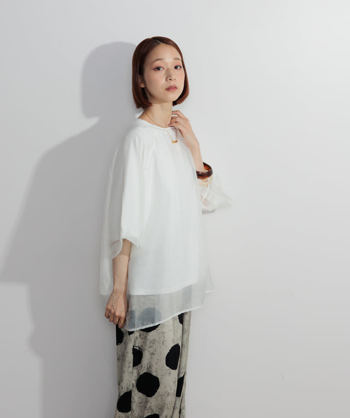 オーガンジーレイヤードTシャツ