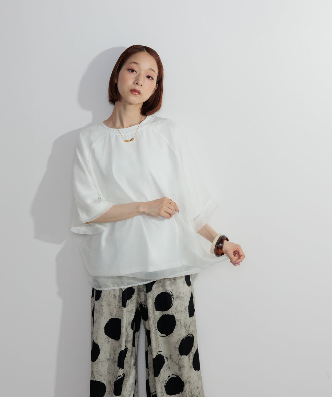 オーガンジーレイヤードTシャツ
