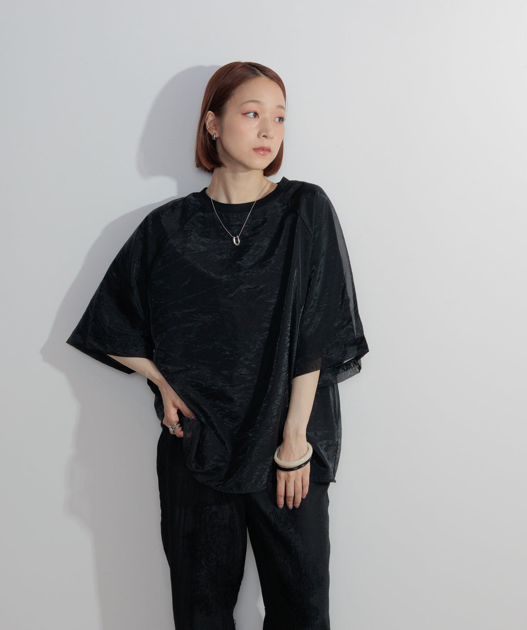 オーガンジーレイヤードTシャツ