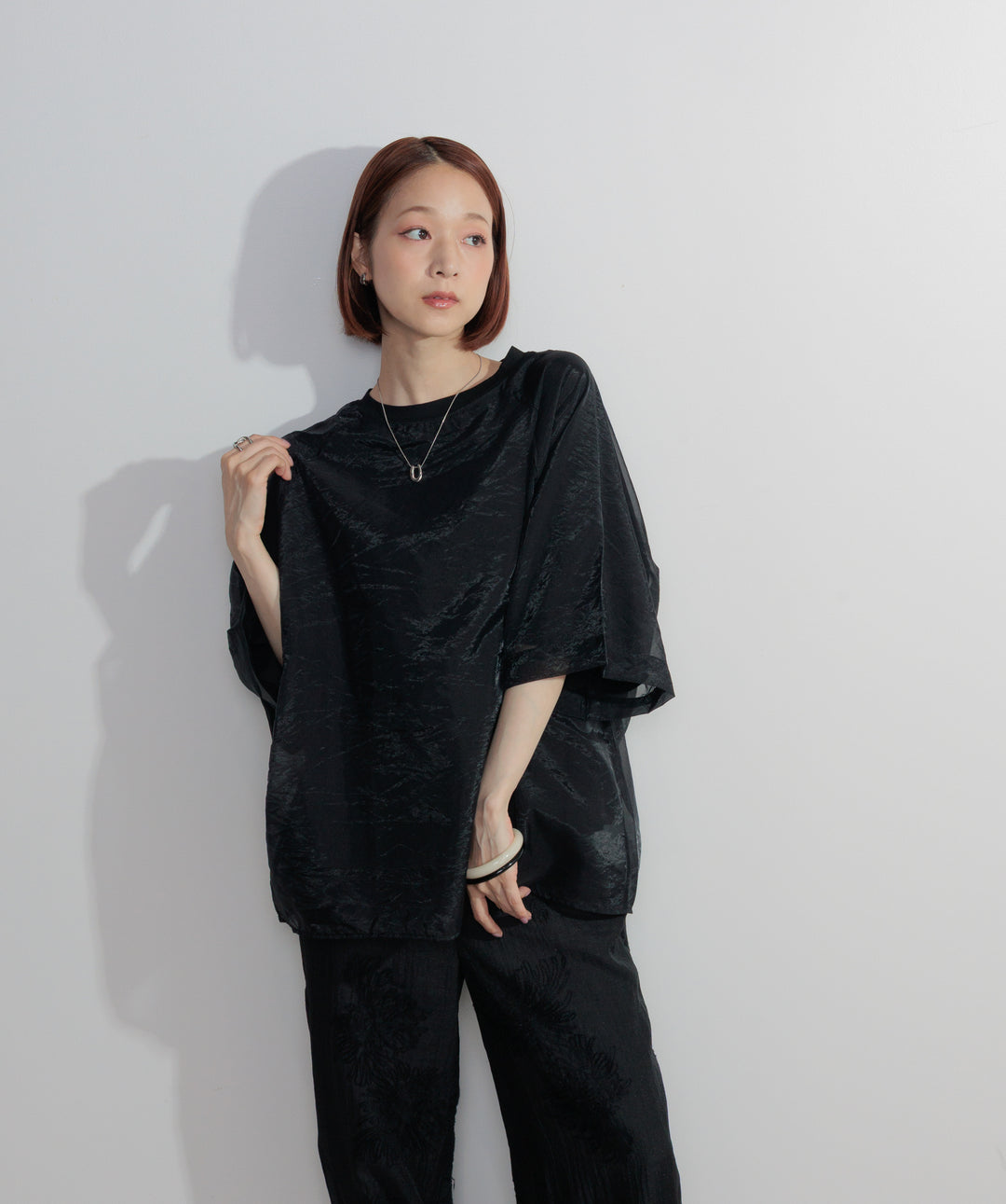 オーガンジーレイヤードTシャツ
