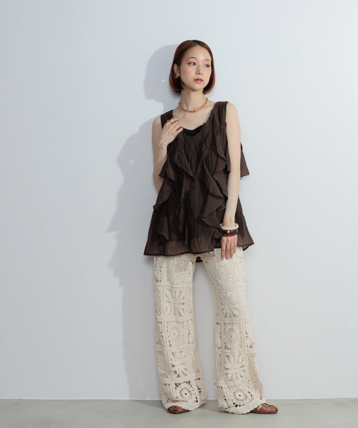 【再入荷】ブロッククロシェニットパンツ