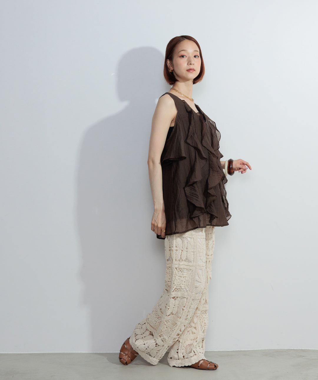 【再入荷】ブロッククロシェニットパンツ